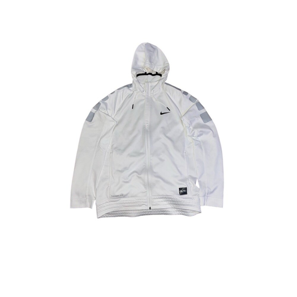 Nike Therma-FIT Hoodie Jacket Men's M White Gray Shoulder Panels Full Zip